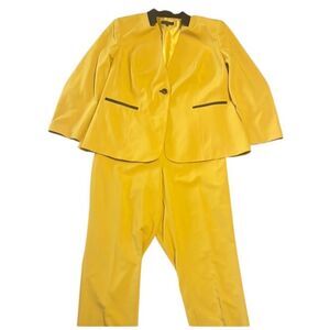 Emily Gold Women's Pant Suit, faux leather trim, 22W